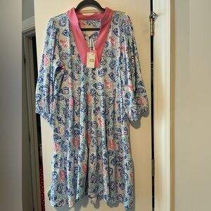 Simply Southern Pink Trim Swirl Print Dress